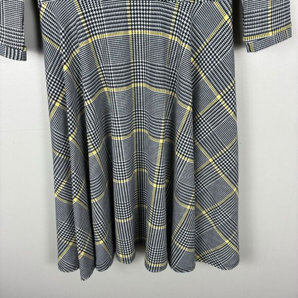 Plaid Dress XS Small A Line Long Sleeve Preppy Academia Schoolgirl Stretch Black - Picture 3 of 6